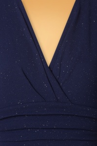 Vintage Chic for Topvintage - Gloria glitter pencil jurk in marineblauw 3