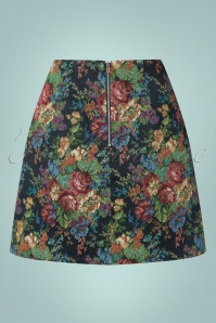 Louche - 60s Aubin Flower Mix Jacquard Skirt in Multi 2