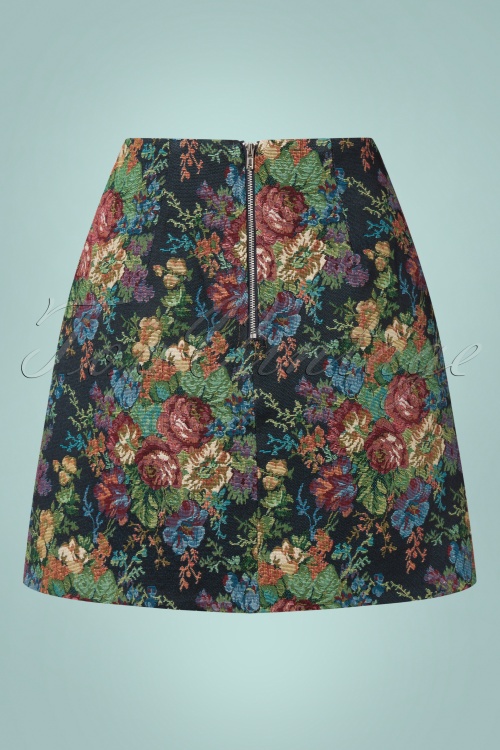 Louche - Aubin Flower Mix Jacquard Skirt Années 60 en Multicolore 2