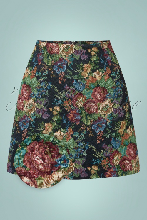 Louche - Aubin Flower Mix Jacquard Skirt Années 60 en Multicolore