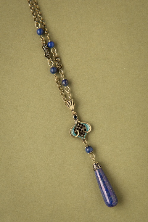 Lovely - 20s Lapis Drop Necklace in Blue 2