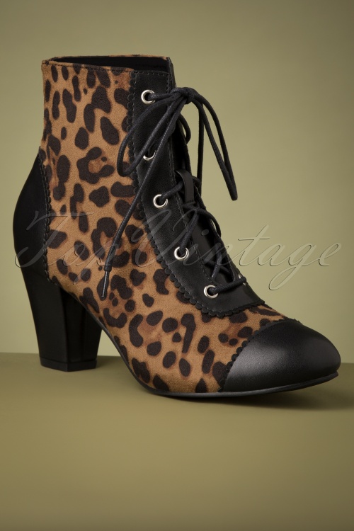 Lulu Hun - 50s Selma Leopard Booties in Black
