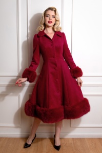 Hearts & Roses - 50s Lacey Swing Coat in Bordeaux
