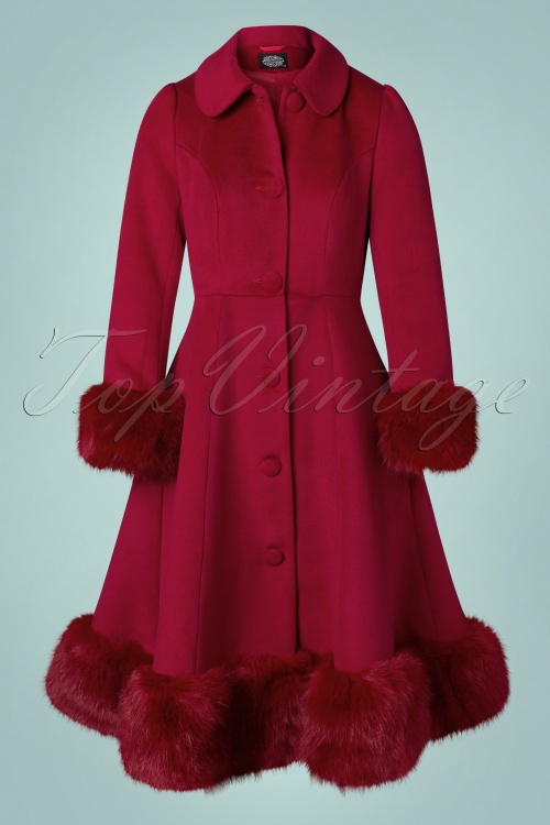 Hearts & Roses - Lacey Swing Coat Années 50 en Bordeaux 3