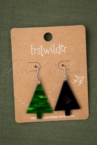 Erstwilder - Christmas Tree Stripe Drop Earrings in Green 2