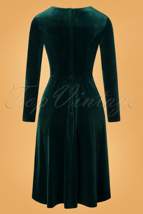 Banned Retro - 50s A Royal Evening Velvet Swing Dress in Green 2