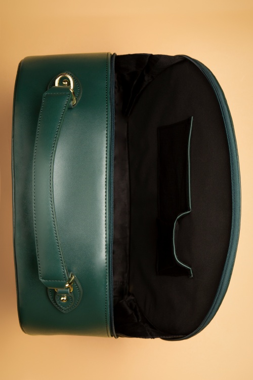 Collectif Clothing - Alexandra Leaf Check Travel Bag Années 50 en Vert 4