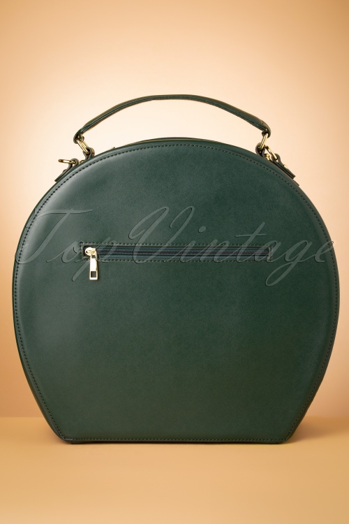 Collectif Clothing - 50s Alexandra Leaf Check Travel Bag in Green 5