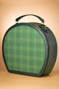 Collectif Clothing - 50s Alexandra Leaf Check Travel Bag in Green