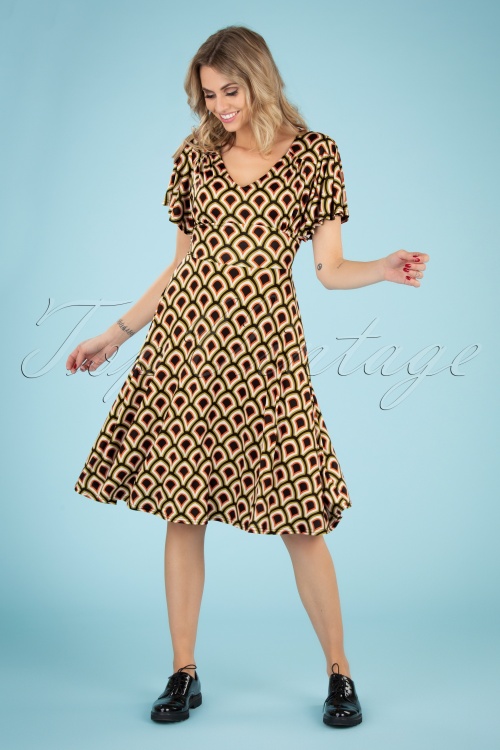 Vintage Chic for Topvintage - Romana Geo Swing Kleid in Multi 5