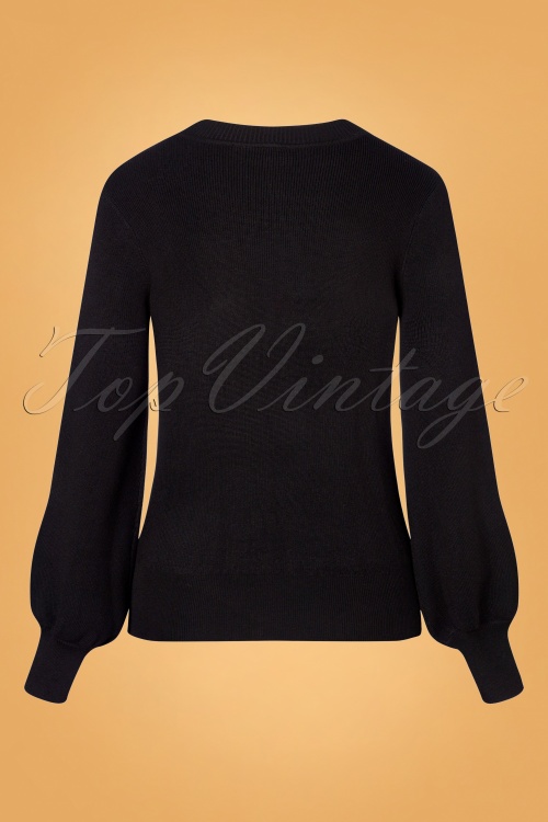 Vixen - 60s Bella Balloon Sleeve Sweater in Black 6