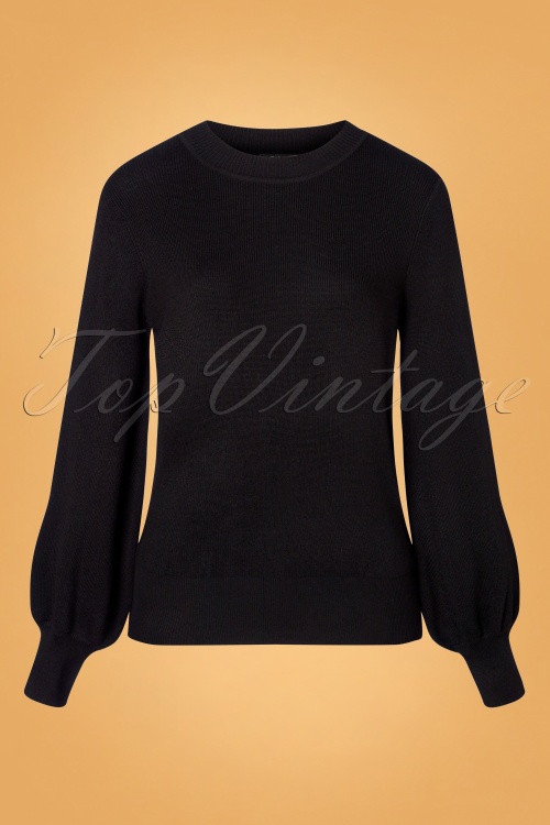 Vixen - 60s Bella Balloon Sleeve Sweater in Black 2