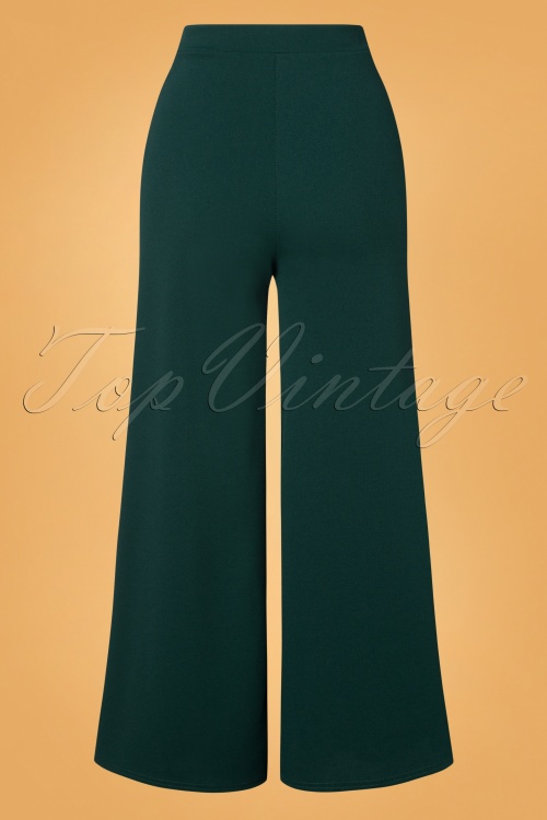 Vintage Chic for Topvintage - Vicky Wide Trousers Années 70 en Vert Sapin 2