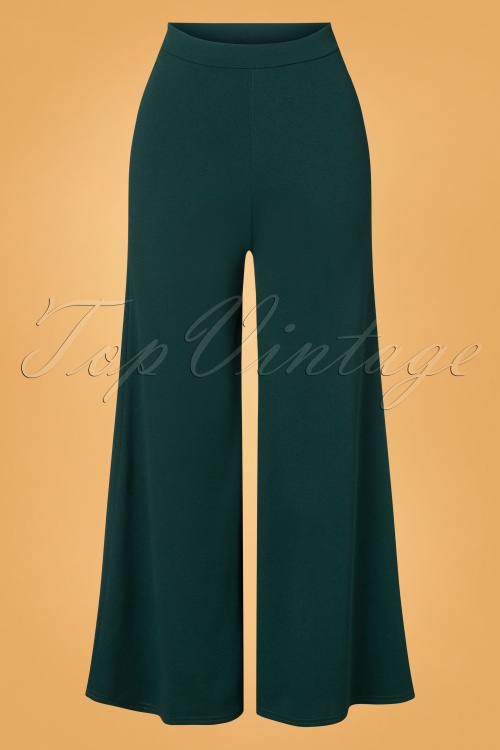 Vintage Chic for Topvintage - 70s Vicky Wide Trousers in Forest Green
