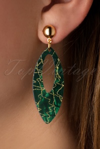Glitz-o-Matic - Ellips Gold Thread Earrings in Green