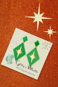 Glitz-o-Matic - 50s Starburst Earrings in Green 2