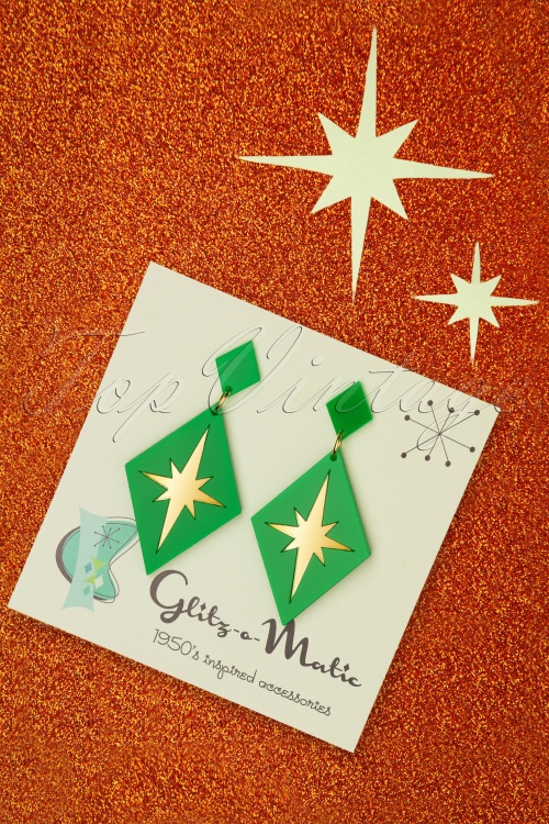 Glitz-o-Matic - Starburst oorbellen in groen 2