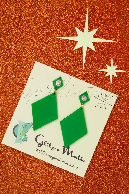 Glitz-o-Matic - 50s Starburst Earrings in Green 3