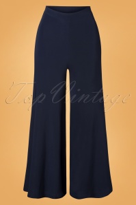Vintage Chic for Topvintage - Vally Wide Trousers Années 70 en Bleu Marine