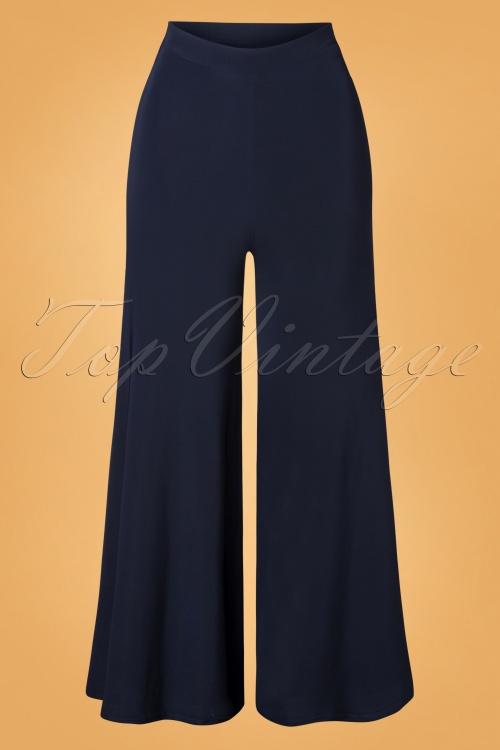 Vintage Chic for Topvintage - Vally wijde broek in marineblauw
