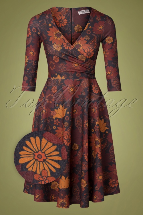 Vintage Chic for Topvintage - Deleila Floral Swing Kleid in Schwarz