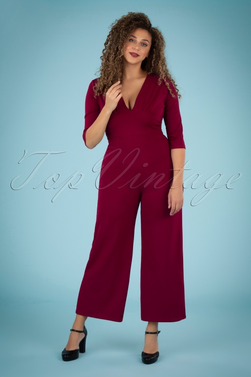 Vintage Chic for Topvintage - Pammy jumpsuit in wijnrood 2