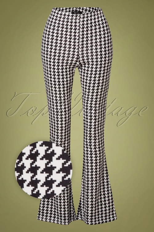 20to - 60s Hailey Houndstooth Flair Pants in Black