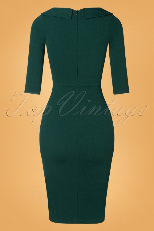Vintage Chic for Topvintage - 50s Kiona Pencil Dress in Forest Green 3