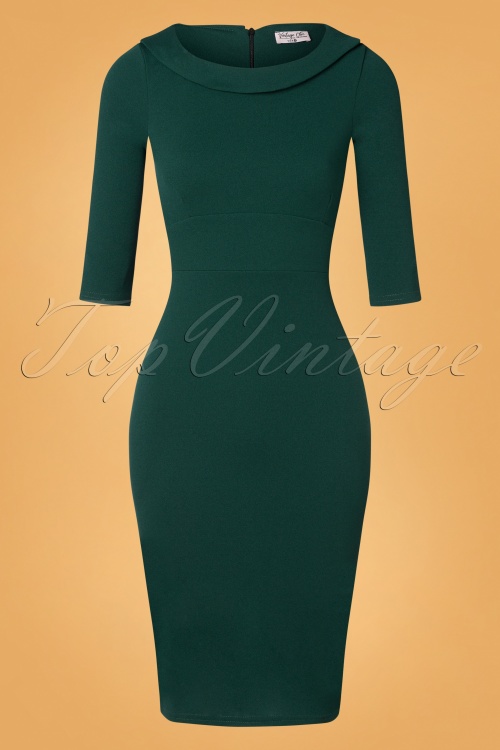Vintage Chic for Topvintage - 50s Kiona Pencil Dress in Forest Green