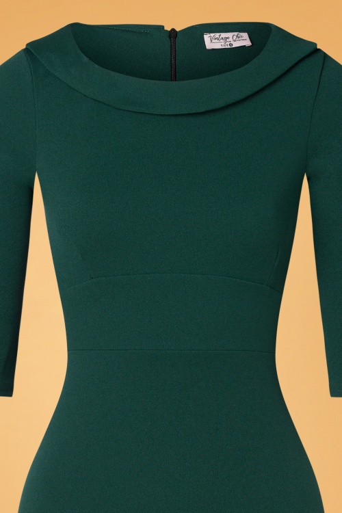 Vintage Chic for Topvintage - 50s Kiona Pencil Dress in Forest Green 2