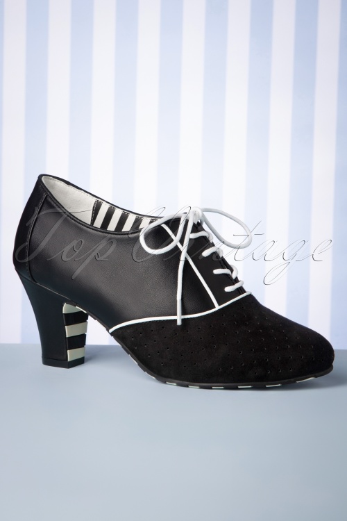 Lola Ramona - Ava Signature Leather Shoe Booties Années 50 en Noir