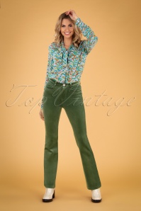 Traffic People - 70s Charade Flare Trousers in Green