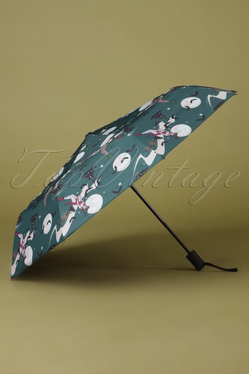 Collectif Clothing - Hummingbird Eden opvouwbare paraplu in groenblauw