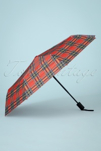 Collectif Clothing - Berry Check Foldable Umbrella en Rouge