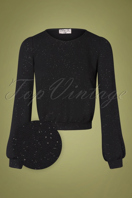 Vintage Chic for Topvintage - 50s Charlotte Glitter Top in Black 2