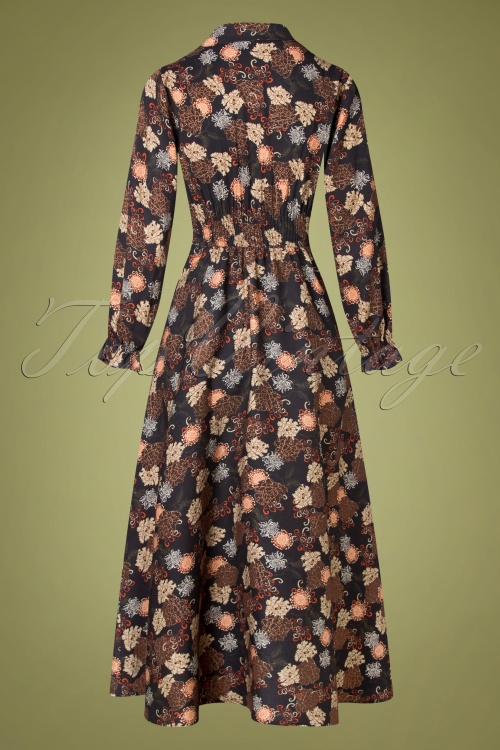 20to - 70s Malina Flower Dress in Black 3