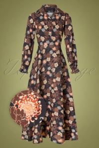20to - Malina Flower Dress Années 70 en Noir