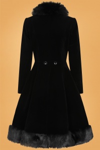 Collectif Clothing - Nuit Quilted Velvet Swing Coat Années 50 en Noir 3