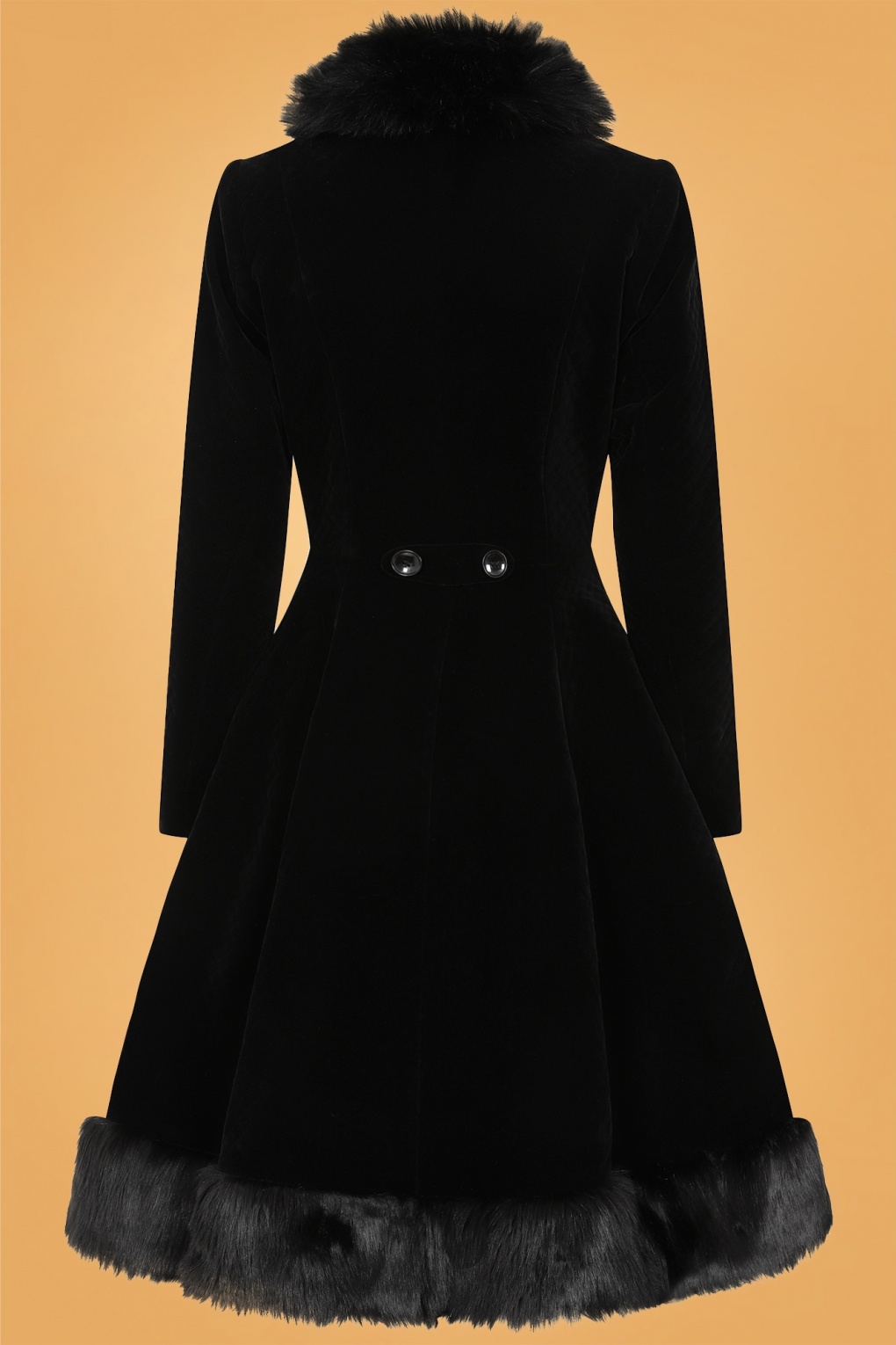 50s Nuit Quilted Velvet Swing Coat in Black