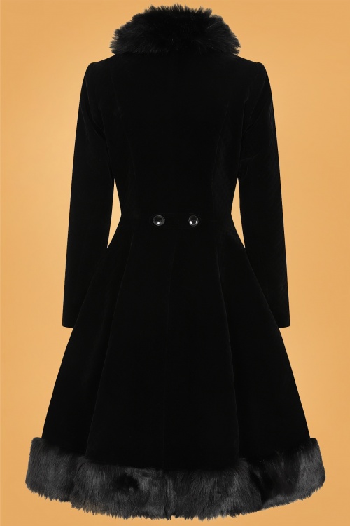 Collectif Clothing - 50s Nuit Quilted Velvet Swing Coat in Black 3
