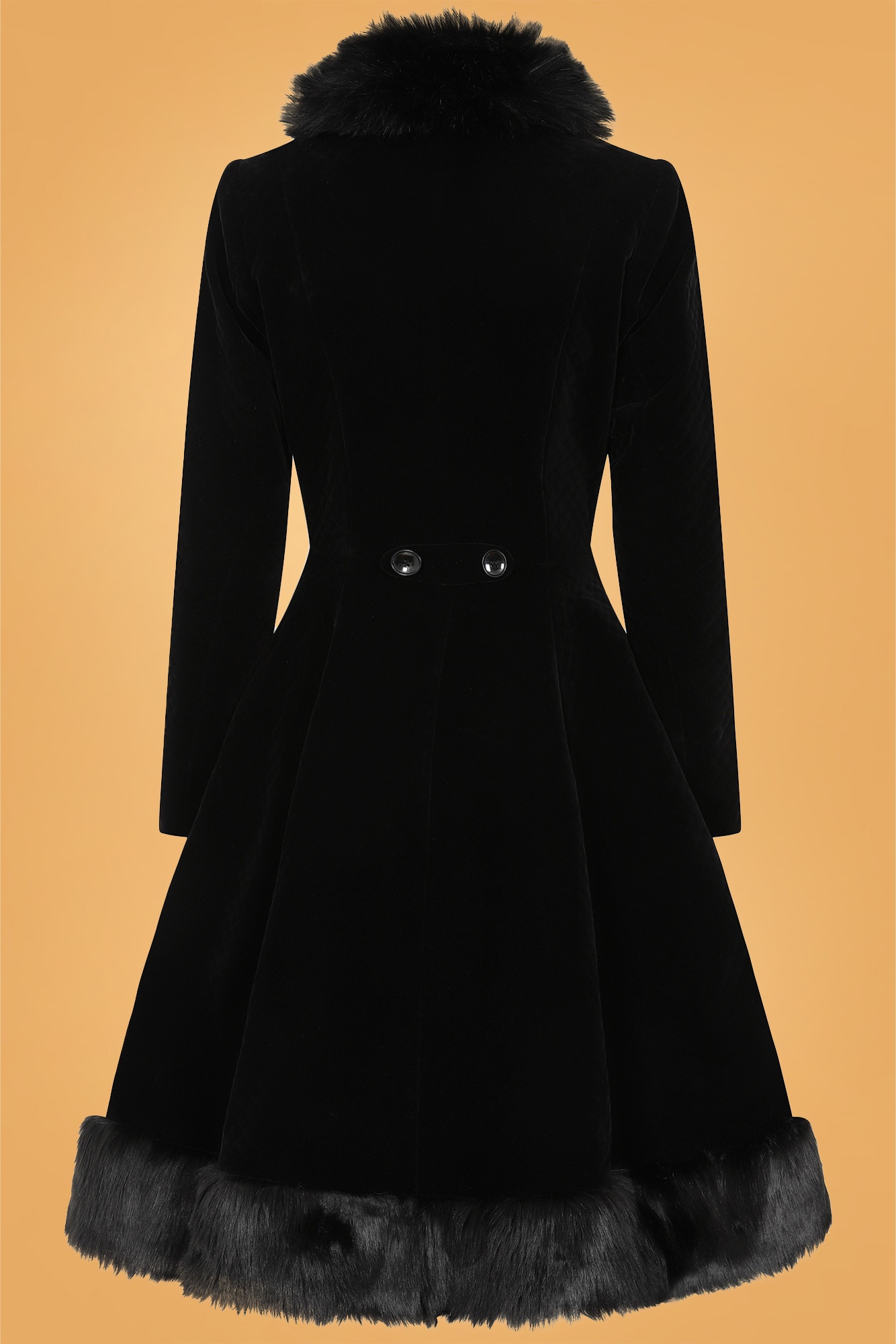 Collectif Clothing - Nuit gewatteerde fluwelen swing jas in zwart 3