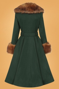 Collectif Clothing - 50s Jackie Princess Coat in Forest Green 3