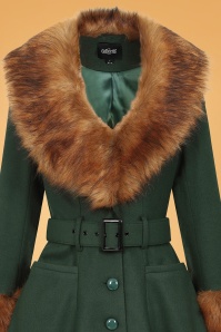 Collectif Clothing - 50s Jackie Princess Coat in Forest Green 4