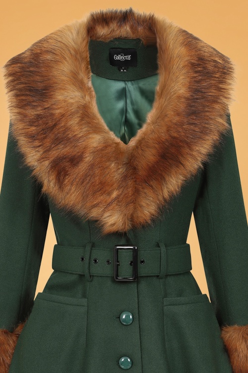 Collectif Clothing - Jackie Princess Coat Années 50 en Vert Sapin 4