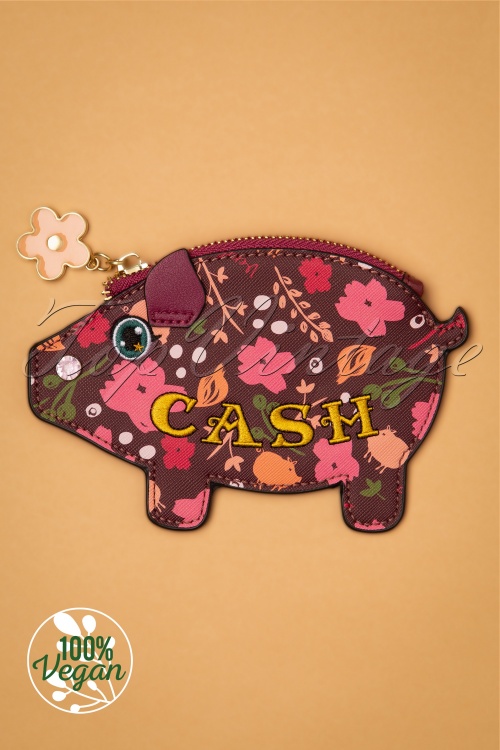 Vendula - Piggy Bank Cardholder Purse in Grape Red