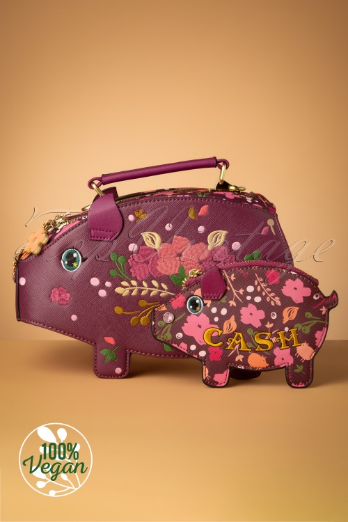 Vendula - Piggy Bank Cardholder Purse in Grape Red 3