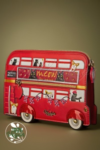 Vendula - London Cats and Corgis Bus Beuteltasche in Rot 3