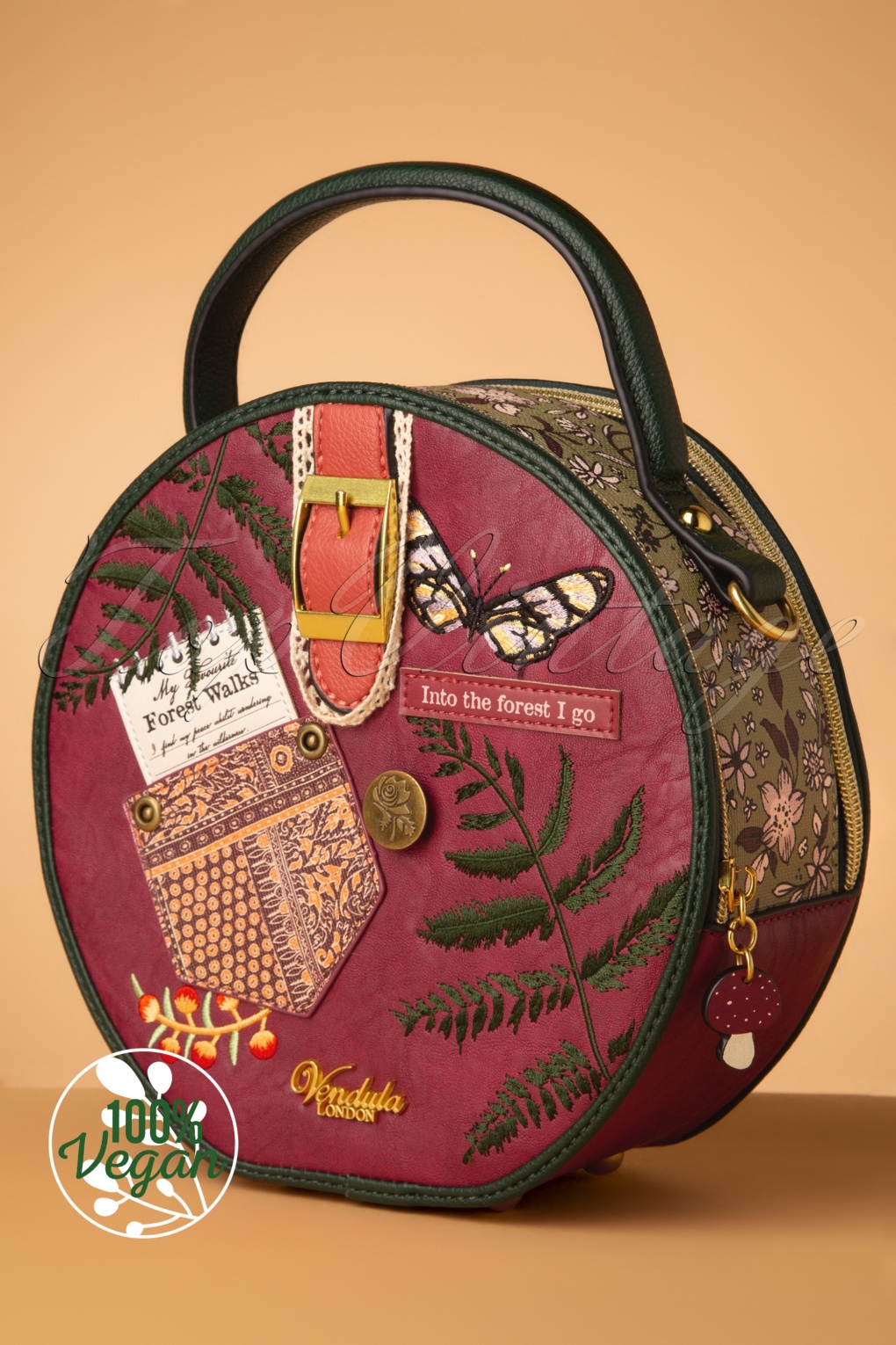 Vendula Forest Scrapbook Hetty Bag In Burgunderrot   233712 Vendula 44952 Bag Round Red Forest 221115 604W Full 