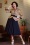Sandra Lee Floral Swing Dress Années 50 en Bleu Marine