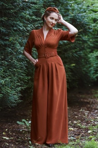 Miss Candyfloss - 50s Janie Amber Signature Jumpsuit in Brick